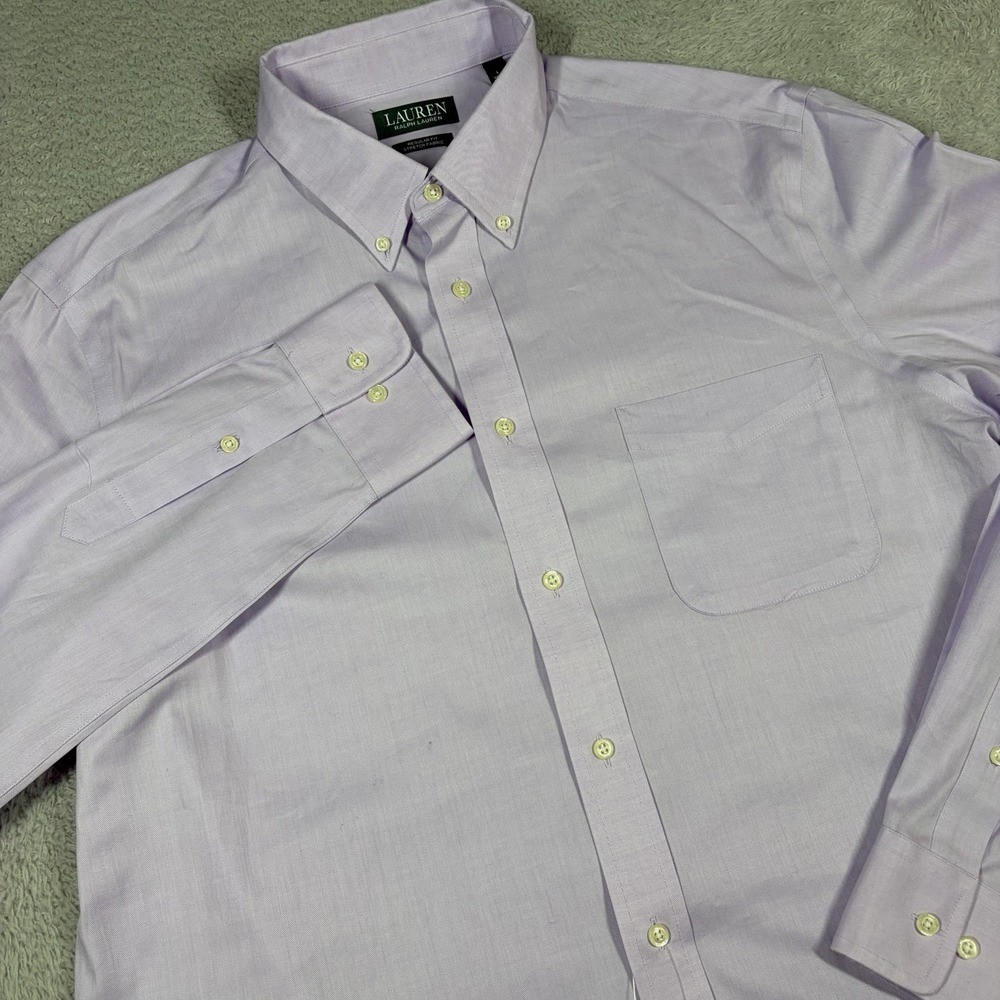 Lauren Ralph Lauren Dress Shirt Mens 16-16.5 Lilac Purple Regular Fit Stretch